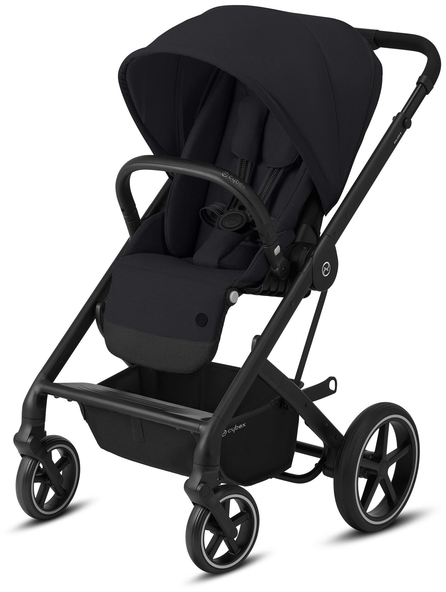 Прогулочная коляска Cybex Balios S Lux 2022 Deep Black на шасси Black с дождевиком