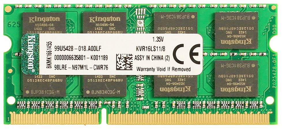 Оперативная память Kingston 8 ГБ DDR3L 1600 МГц SODIMM 1,35v