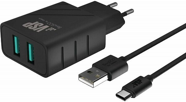 Зарядное устройство автомобильное BoraSco 2*USB, 2,4A, дата-кабель Type-C, 2А, 1м черное - фото №4