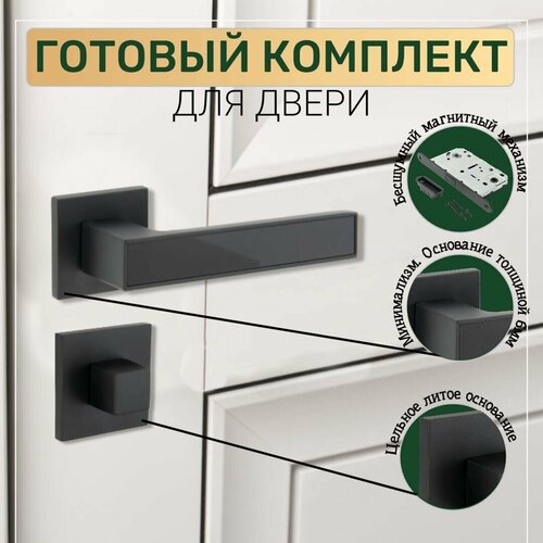 Готовый комплект CODE DECO для межкомнатной двери, Ручка SLIM H-30111 BLM Черная