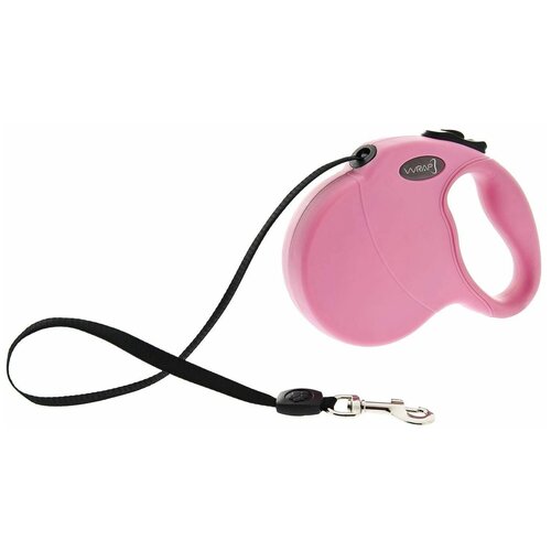 Поводок-рулетка для собак, розовая, 5 м, размер М, 1 шт