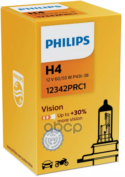 Лампа H4 Premium 12V 60/55W P43t-38 Philips арт. 12342PRC1