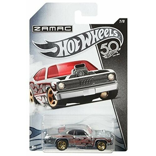 Машинка Hot Wheels ZAMAC коллекционная оригинал PLYMOUTH DUSTER THRUSTER серебристо-черный FRN30 машинка hot wheels zamac коллекционная оригинал 68 copo camaro серебристо синий frn31