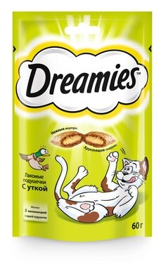 Dreamies Лакомые подушечки для кошек с уткой 10150141 10227855 | 0,06 кг 24970 (2 шт) - фотография № 3