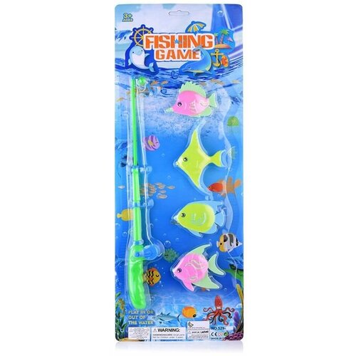 Рыбалка детская Oubaoloon 4 рыбки, пластик, зеленый (529)