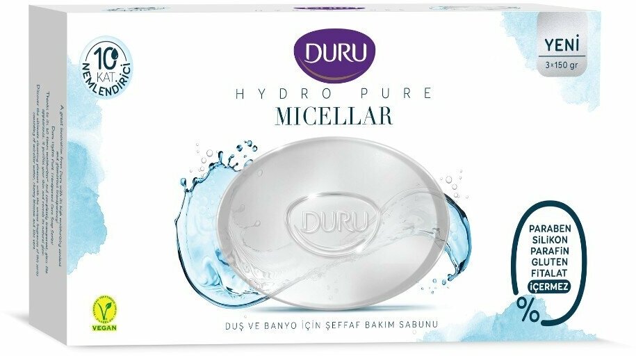Мыло косметическое Duru, Hydro Pure мицелярный уход, 3 шт, 150 г