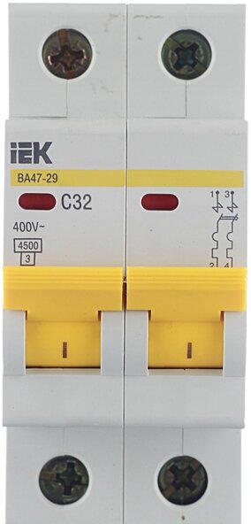 Выключатель автоматический модульный 2п C 32А 4.5кА ВА47-29 IEK MVA20-2-032-C