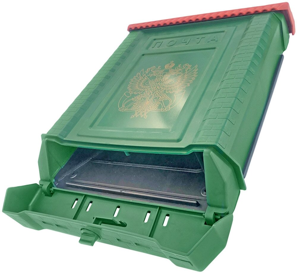 Ящик почтовый пластмассовый "Премиум с орлом" 28х7,5х39см, с накладкой, зеленый - фотография № 3