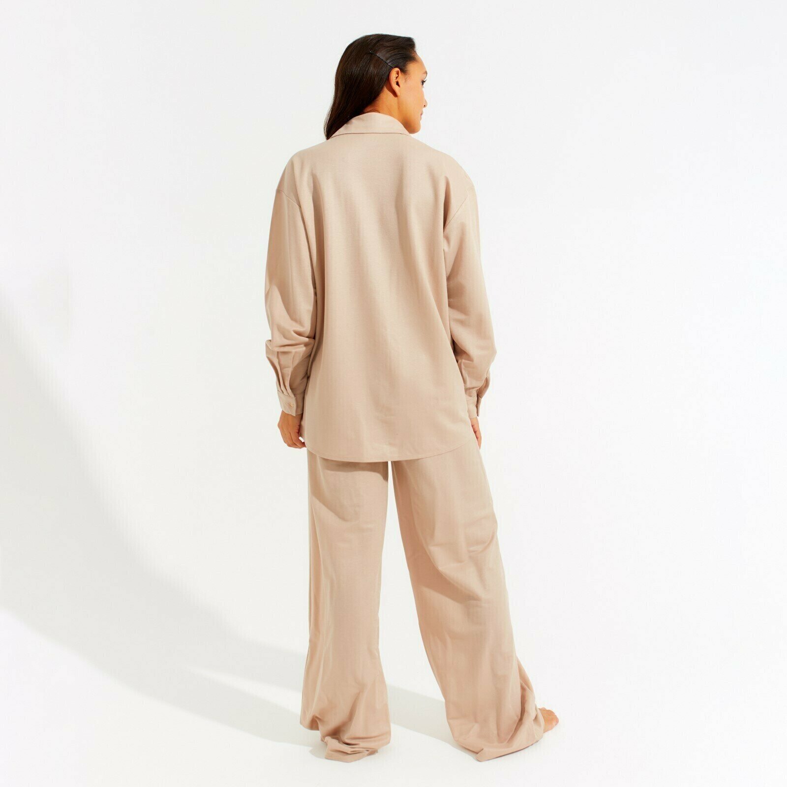 Пижама Minaku, рубашка, длинный рукав, размер 50, бежевый - фотография № 4