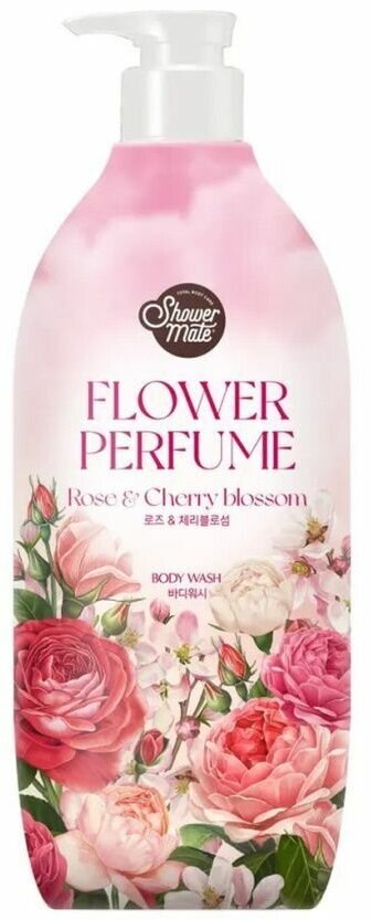 Shower Mate Гель для душа парфюмированный / Pink Flower Perfumed Body Wash Rose & Cherry Blossom, 900 мл