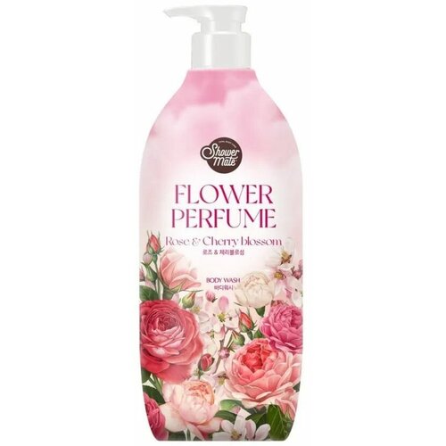 Shower Mate Гель для душа парфюмированный / Pink Flower Perfumed Body Wash Rose & Cherry Blossom, 900 мл