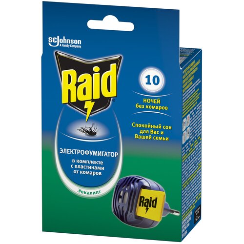 Raid Электрофумигатор + 10 пластин от комаров с ароматом 