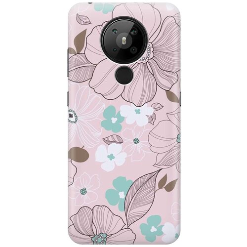 фото Re:pa чехол - накладка artcolor для nokia 5.3 с принтом "розовые цветы"