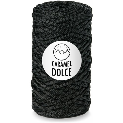 Шнур для вязания Caramel DOLCE 4мм, Цвет: Блэк, 100м/200г, плетения, ковров, сумок, корзин, карамель дольче