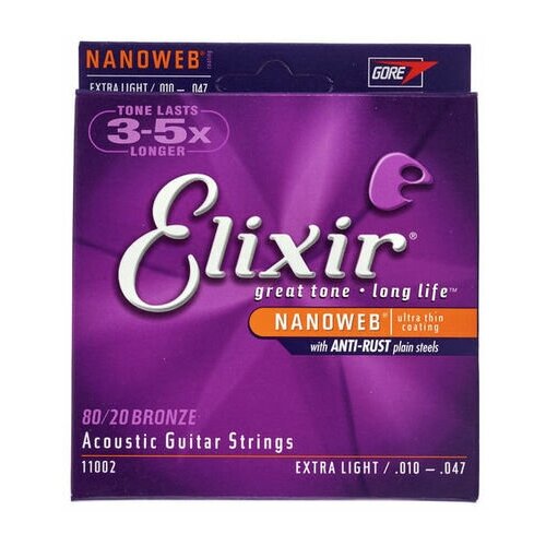 Струны для акустической гитары Elixir 11002 Nanoweb 10-47