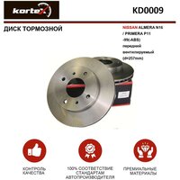 Тормозной диск Kortex для Nissan Almera N16 / Primera P11 -99(-ABS) перед. вент.(d-257mm) OEM 402064M405, 4020671E01, 4020671E02, 4020671E05, 402067