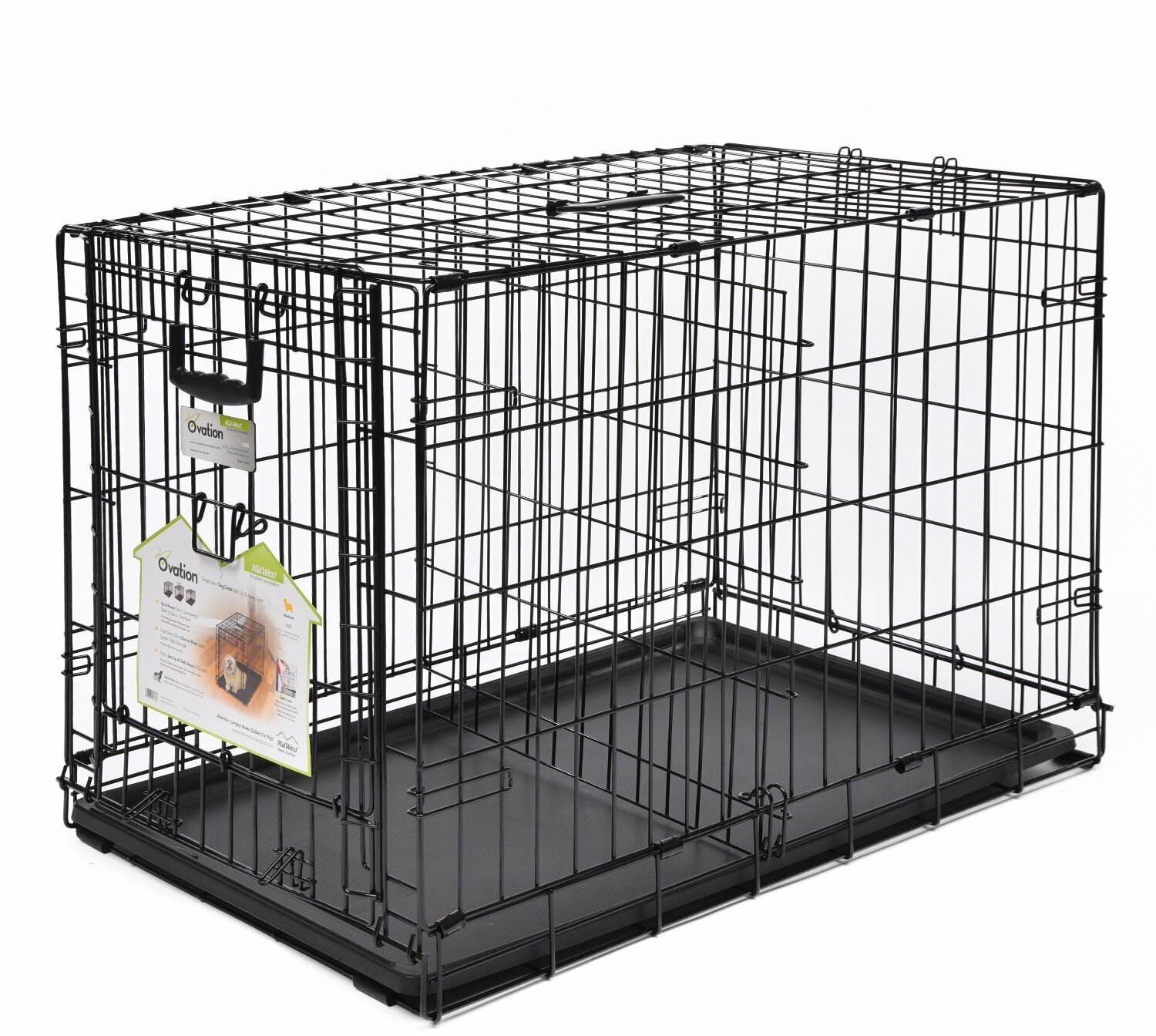 MidWest Клетка для собак Ovation с торцевой вертикально-откидной дверью,черный,79*49*55см - фото №11