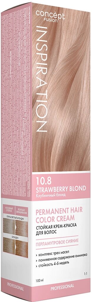 Concept Fusion Inspiration Краска для волос, тон 10.8 Клубничный блонд / Strawberry Blond