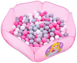 Шарики для сухого бассейна с рисунком, диаметр шара 7,5 см, набор 30 штук, цвет розовый, белый, серый ТероПром 3654487