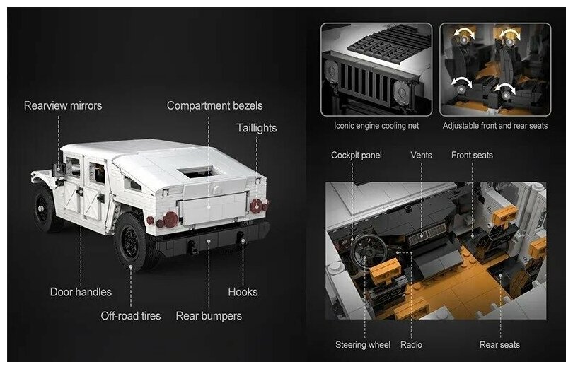 Конструктор Внедорожник HUMVEE 1:12 (1386 дет.) в коробке Double Egle - фото №3