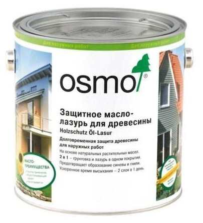 Масло OSMO Holzschutz Öl-Lasur, 900 белый, 2.5 л, 1 шт.