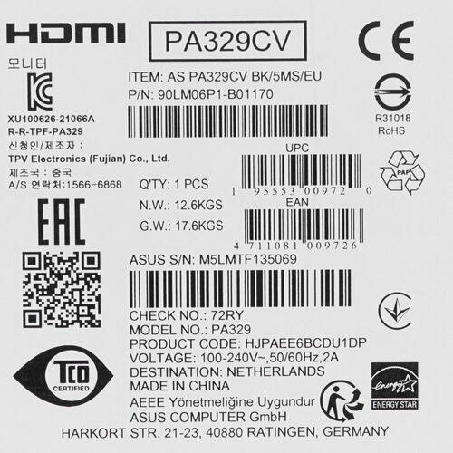 Монитор ASUS ProArt PA329CV 32", черный [90lm06p1-b01170] - фото №10