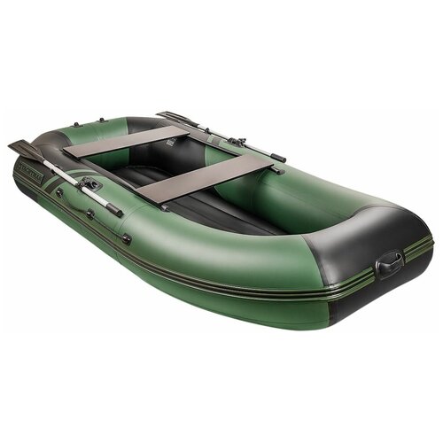 фото Надувная лодка пвх под мотор с усилением yachtman-300 мнд надувное дно (яхтман) зеленый-черный