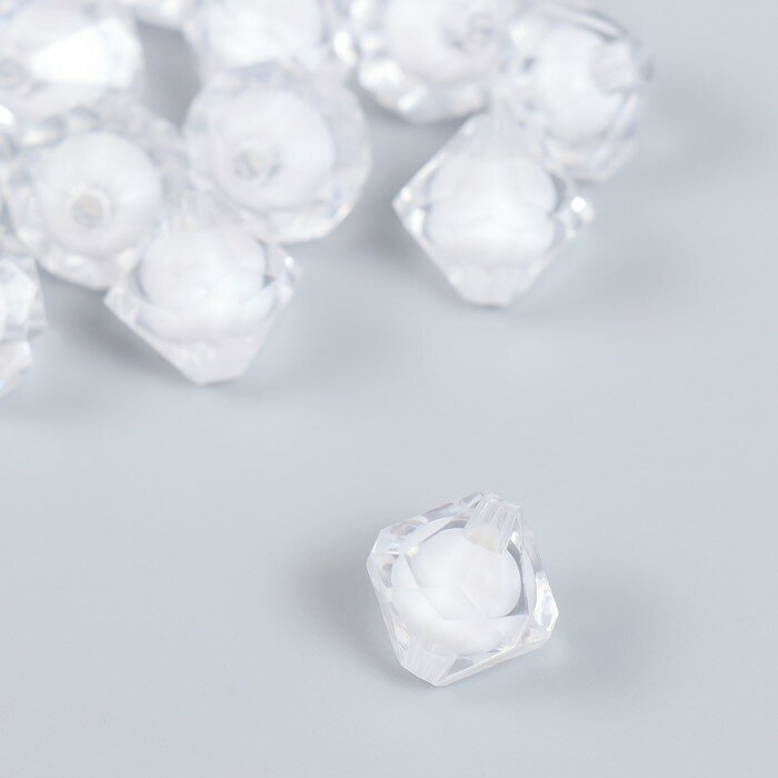 Арт Узор Бусины для творчества пластик "Кристалл-многогранник белый" набор 16 гр 1,2х1,4 см