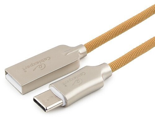 Кабель USB 2.0, AM/Type-C, серия Platinum, нейлоновая оплетка, длина 1,8 м, золотой, Cablexpert