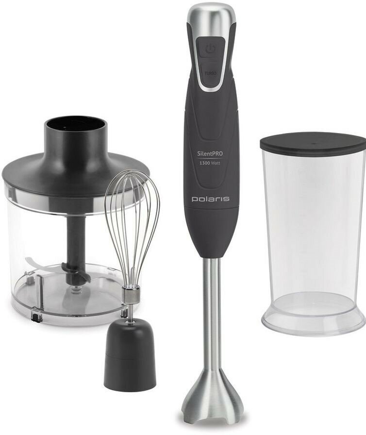 Блендер погружной Polaris PHB 1384 silent (тихий) серый (1300Вт, 2 скорости)