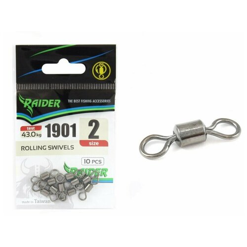 вертлюг carp pro flexi ring swivels 4 Вертлюг RAIDER ROLLING SWIVELS (уп.10шт) №2 (test 43.0кг), для рыбалки, рыболовный