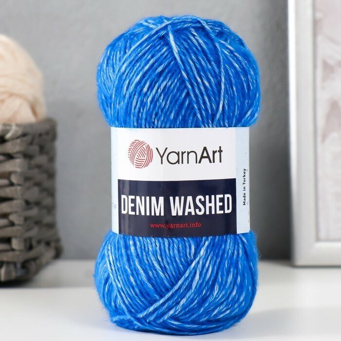 Пряжа YarnArt "Denim Washed" 30% акрил, 70% хлопок 130 м, 1 шт, 50 г, 910 василек (9554808)