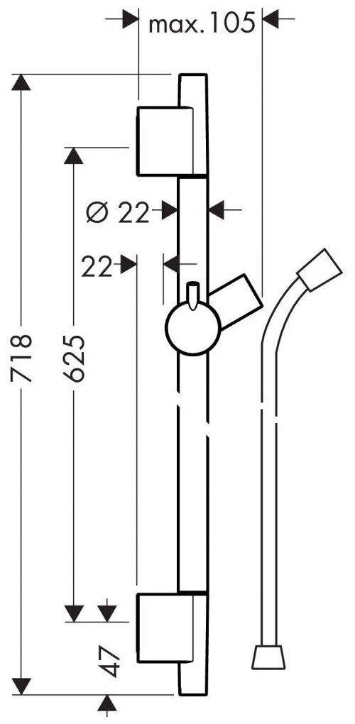 Штанга для душа Hansgrohe Unica S Puro 28632140 - фотография № 6