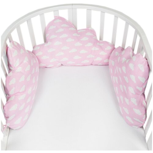 фото Комплект 3 подушки (бортик облачко) sunny day облака розовые amarobaby