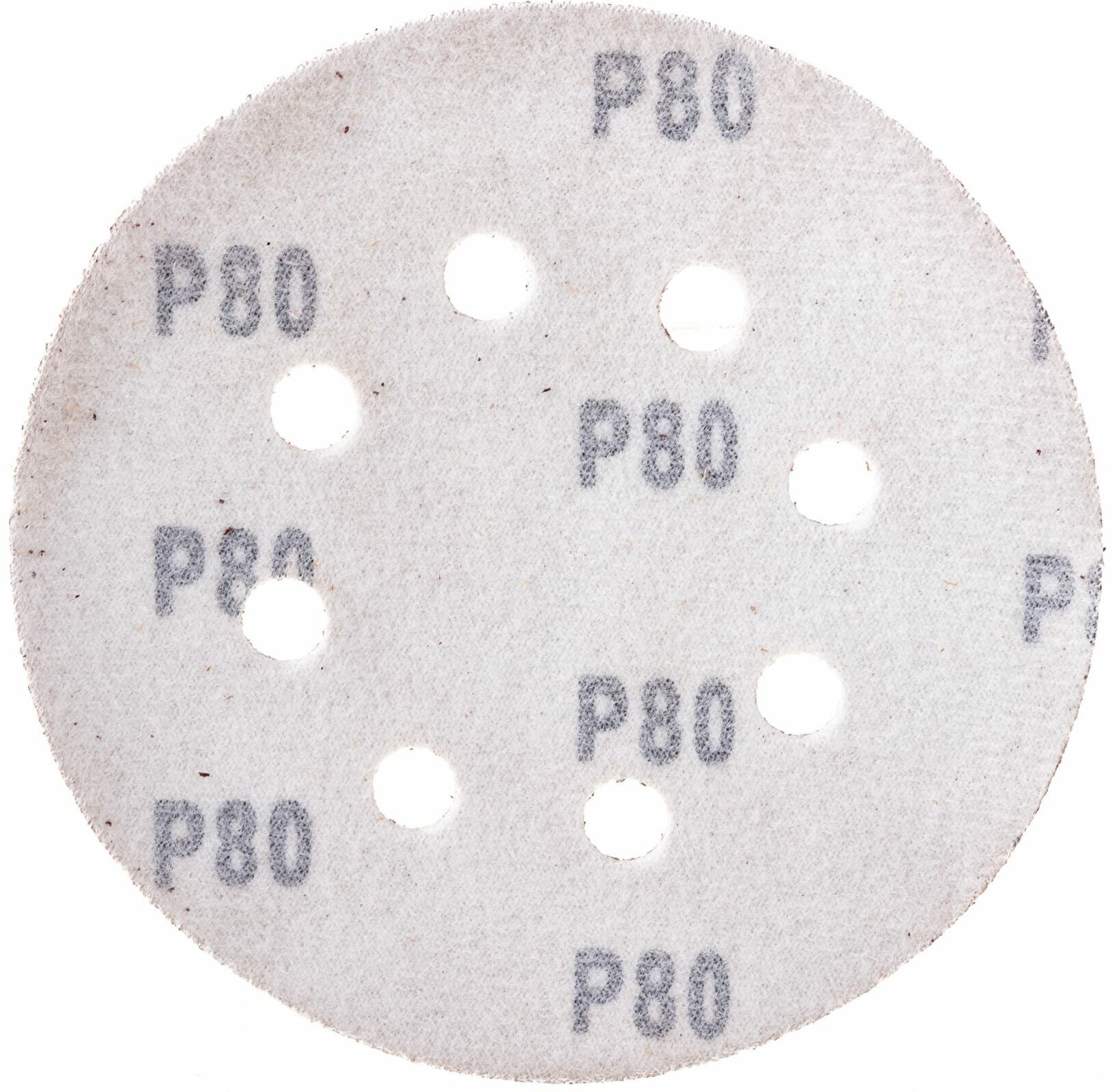 Круги абразивные Vira на ворсовой основе под "липучку", 8 отверстий, 125мм, 5 шт, P80