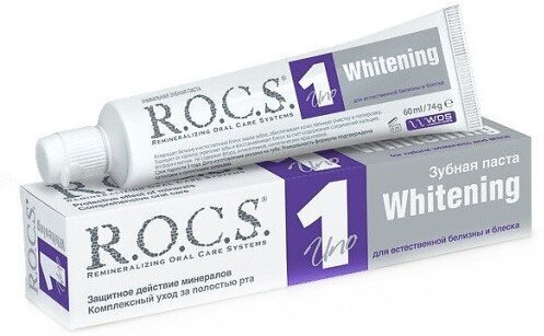 Зубная паста R.O.C.S. Uno, Whitening, Отбеливание, 74 г (03-09-001)