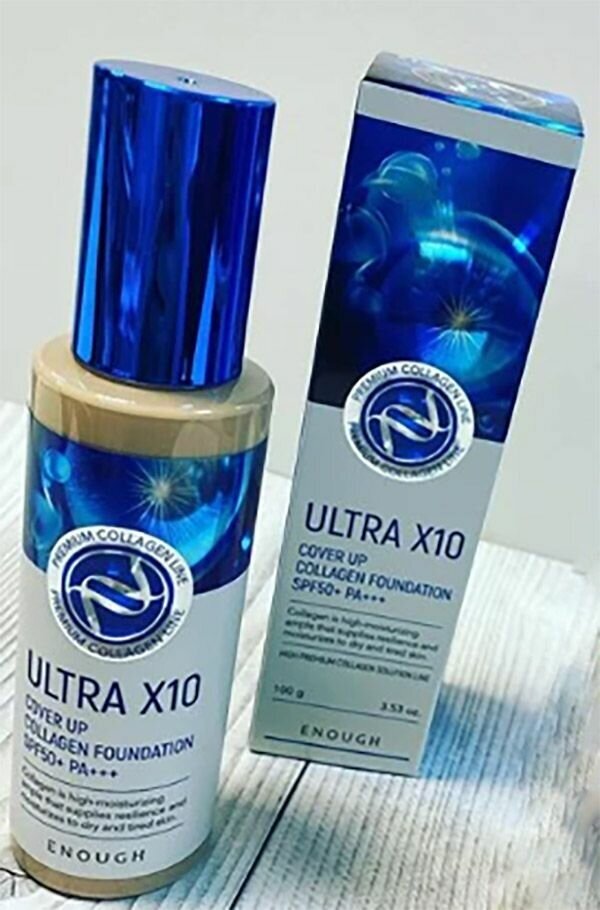 Тональный крем с коллагеном Ultra X10 Cover Up Collagen Foundation SPF50+ PA+++ #21 ENOUGH - фото №16