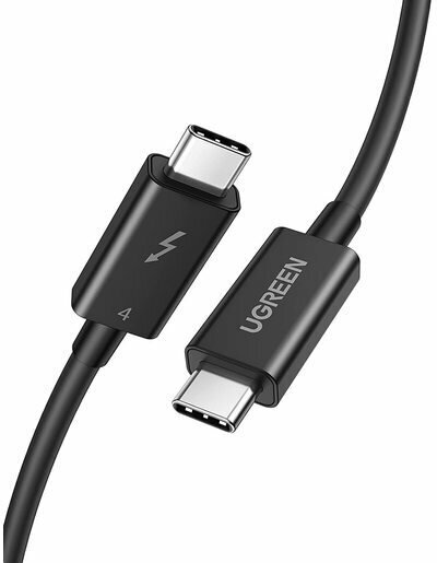 Кабель Ugreen US501 - USB-C to USB-C Thunderbolt 4 - 40Gbps 100W Data Cable (0,8 метра) чёрный (30389)