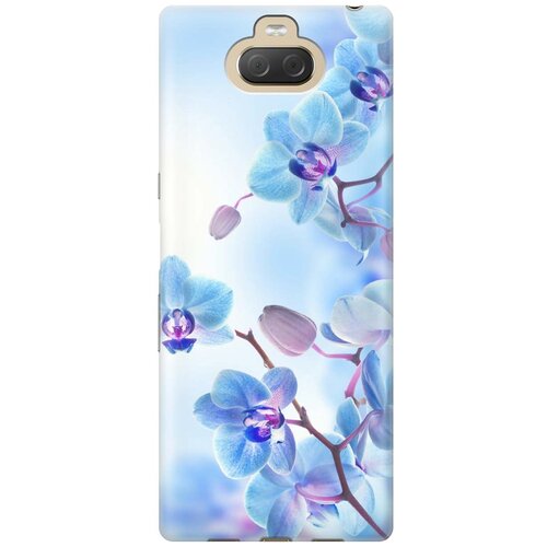 фото Cиликоновый чехол на sony xperia 10 plus / xa3 ultra / сони иксперия 10 плюс с принтом "голубые орхидеи" gosso