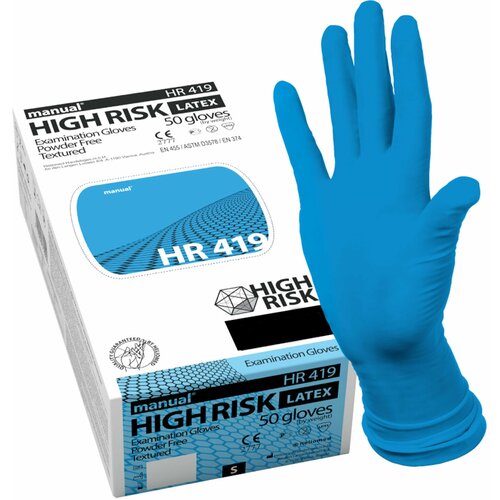 Перчатки латексные смотровые MANUAL HIGH RISK HR419 Австрия, 25 пар (50 шт.), размер XL (очень большой)