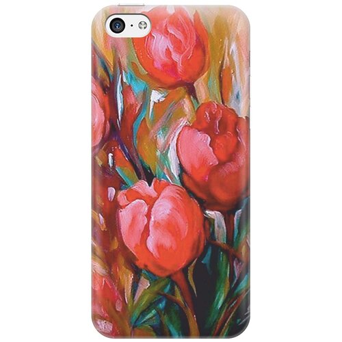 фото Cиликоновый чехол на apple iphone 5c / эпл айфон 5с с принтом "тюльпаны" gosso