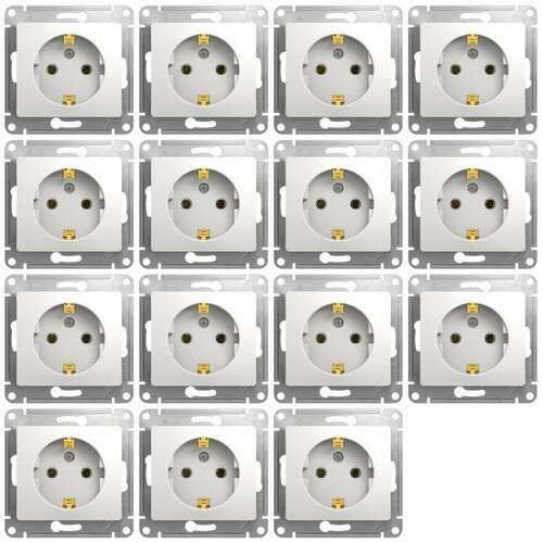 Механизм розетки Schneider Electric Glossa, одноместный, с заземлением, цвет: белый, 16А. GSL000143 (упаковка 15 шт.)