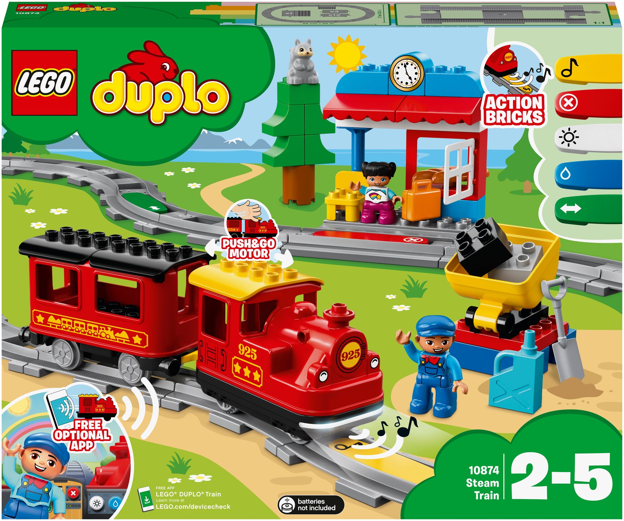 Конструктор LEGO DUPLO Town 10874 Поезд на паровой тяге, 59 дет.