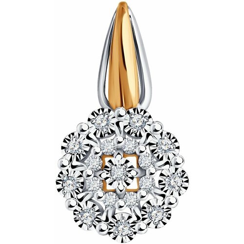 Подвеска Diamant, комбинированное золото, 585 проба, бриллиант подвеска цветок с 13 бриллиантами из комбинированного золота