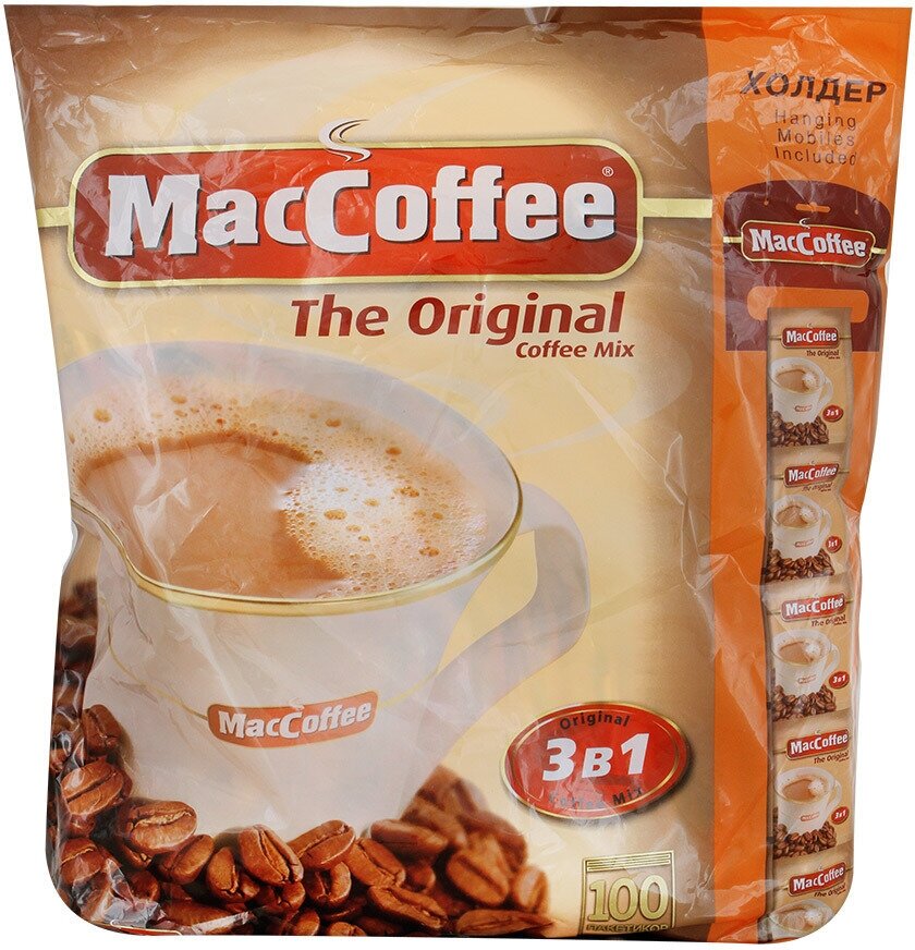 Растворимый кофе MacCoffee The Original 3 в 1, в пакетиках, 100 уп., 2000 г