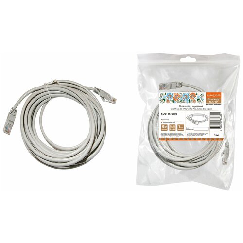 Патч-корд TDM Electric Народный U/UTP Cat 5e 4PR 24AWG PVC, литой 3 м, серый (SQ0115-0005) карякин в цифровое телевидение