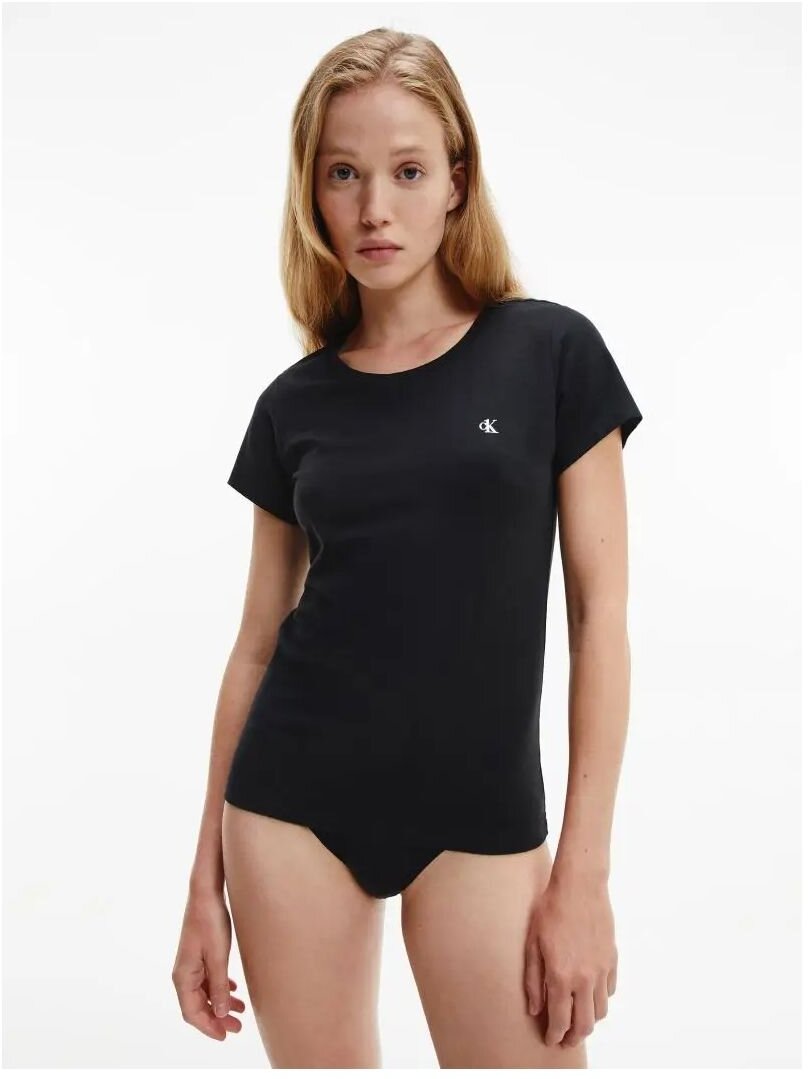 Комплект домашних футболок 2 шт Calvin Klein, Цвет: черный, Размер: L - фотография № 1
