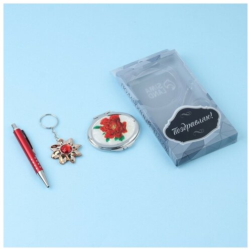SUI Набор подарочный 3в1 ручка зеркало брелок 556₽