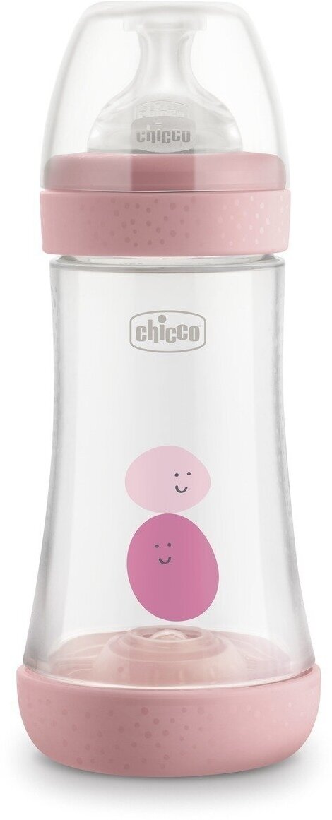 Бутылочка Chicco Perfect5 Girl 2мес.+, силиконовая соска средний поток, РР, 240мл.