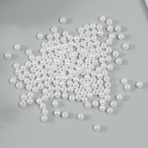 Бусины для творчества пластик Белая лилия набор 200 шт d-0,6 см